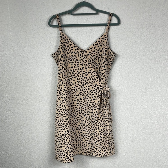 Sanctuary Wrap It Up Dress Leopard Print Mini Summer Party Sz L - Picture 4 of 12